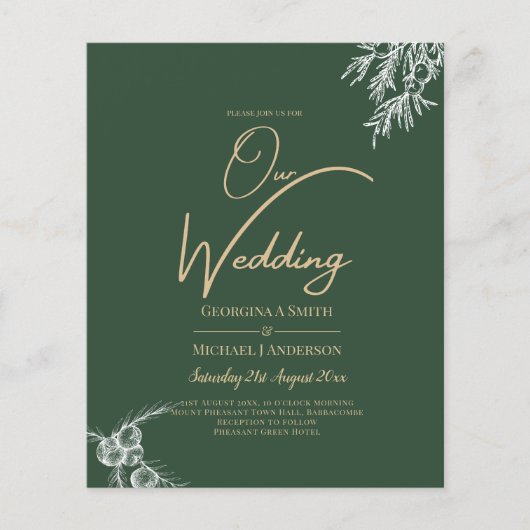 バジェットフォト結婚式招待状緑 チラシ (正面)