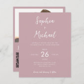 バジェットフォト詳細QRウェブサイトほこりっぽいバラ結婚ズ (正面/裏面)