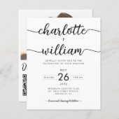 バジェットフォト詳細QRウェブサイト結婚式招待状 (正面/裏面)