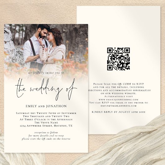 バジェットフォトQRコードスクリプトクリームウェディング招待