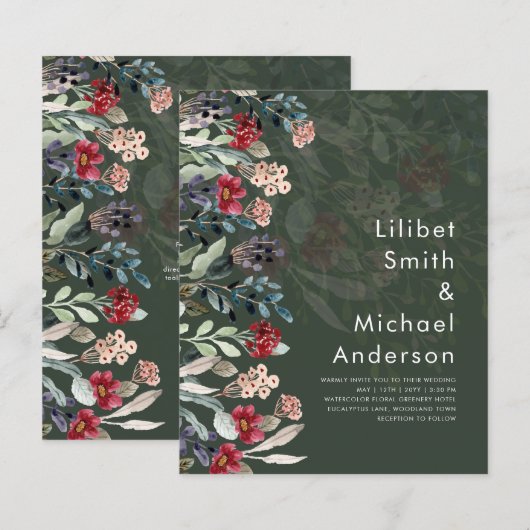 バジェットフォレストグリーンブルガンディーブルー結婚フローラ (正面/裏面)