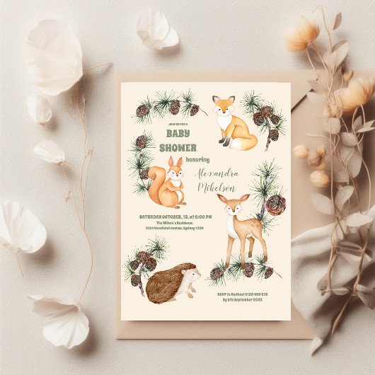 バジェットフォレストフレンズ&ウッドランドベビーシャワー チラシ