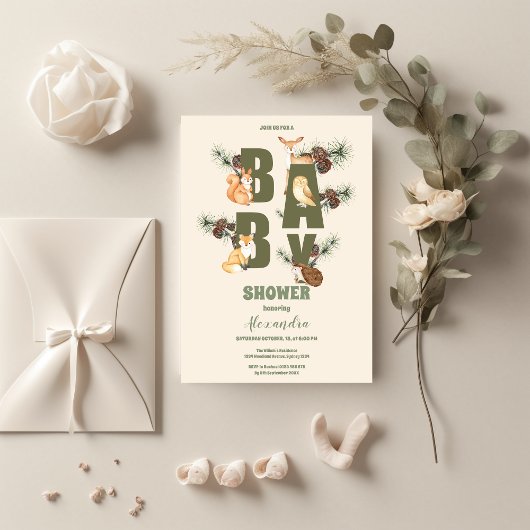 バジェットフォレストフレンズ&ウッドランドベビーシャワー チラシ