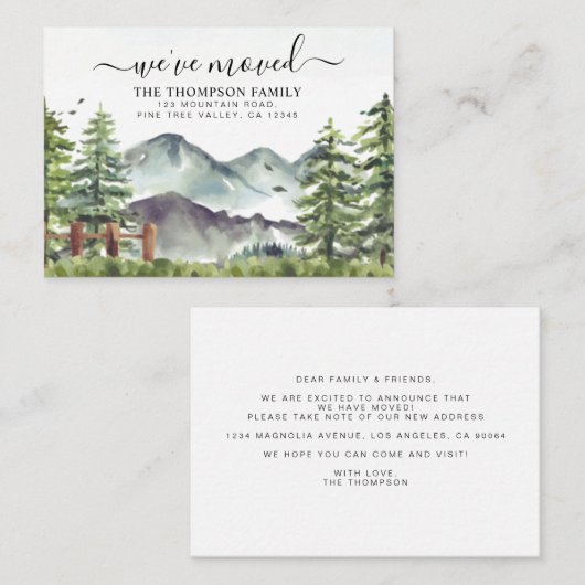 バジェットフォレストマウンテン引っ越しました新しいホームムービング ノートカード (正面/裏面)
