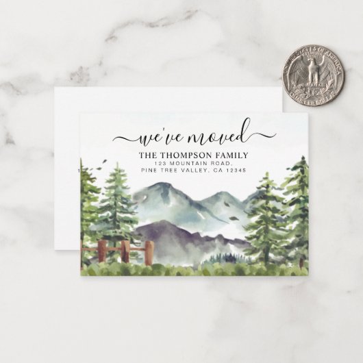 バジェットフォレストマウンテン引っ越しました新しいホームムービング ノートカード (正面/裏面インサイチュ)