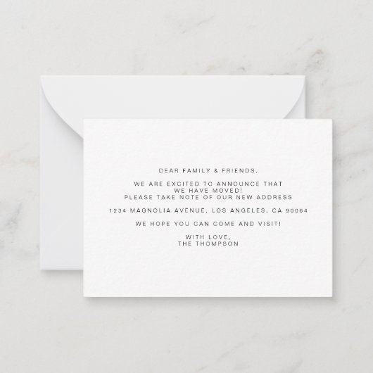 バジェットフォレストマウンテン引っ越しました新しいホームムービング ノートカード (裏面)