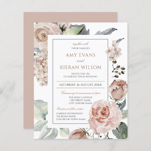 バジェットフォーマルエレガントフローラダスティピンク結婚ズ (正面/裏面)