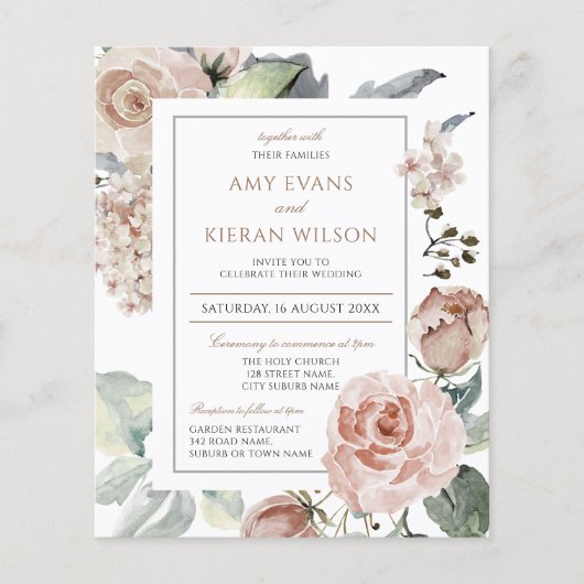 バジェットフォーマルエレガントフローラダスティピンク結婚ズ (正面)