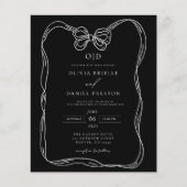 バジェットフォーマルブラック&ホワイトボウ招待状 (正面)