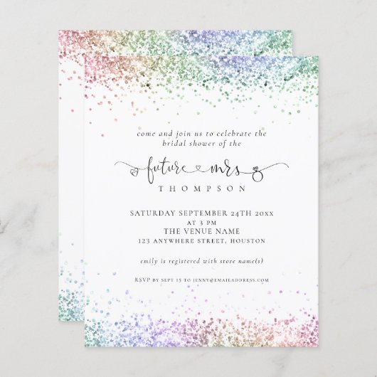 バジェットフューチャーミセス・レインボーグリッターブライダルシャワー (正面/裏面)