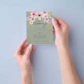 バジェットフライヤー紙セージピンク結婚フローラ チラシ (手)