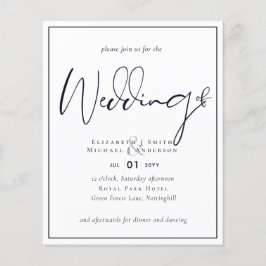 バジェットフライヤー紙ミッドナイトブルーウェディング招待状 チラシ