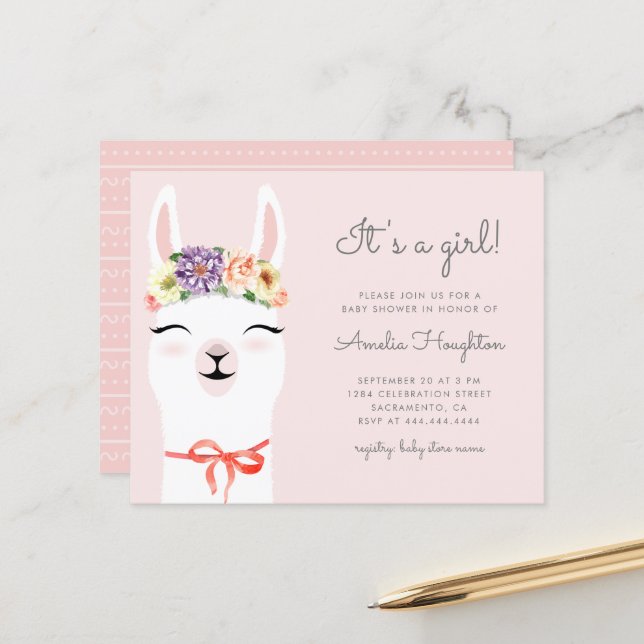 バジェットフラワークラウン&ラマガールベビーシャワー (正面/裏面インサイチュ)