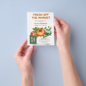 バジェットフレッシュオフザマーケットブライダルシャワー招待状 チラシ (手)