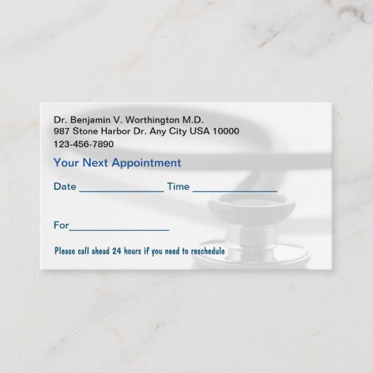 バジェットフレンドリーバルク医療アポイントメントカード 予約カード (正面)