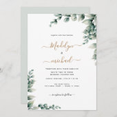バジェットフレンドリーユーカリ結婚式招待状 招待状 (正面/裏面)
