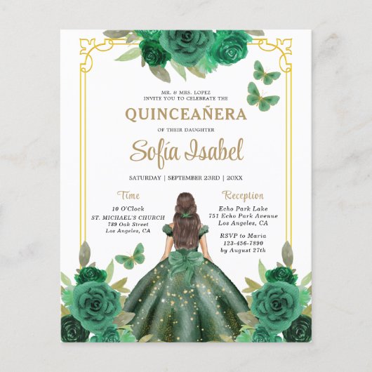 バジェットフローラエメラルドグリーンキンセアニェラ招待状 チラシ (正面)