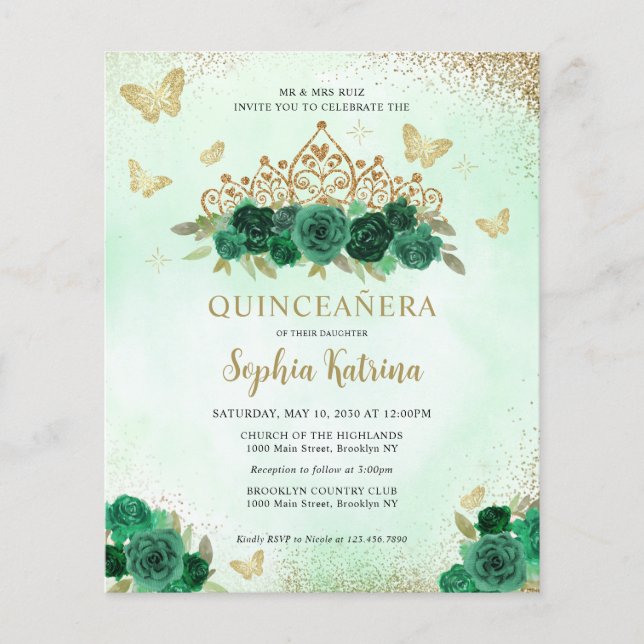 バジェットフローラエメラルドグリーン金ゴールドティアラキンセアニラ (正面)