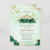 バジェットフローラエメラルドグリーン金ゴールドティアラキンセアニラ ノートカード (正面/裏面)