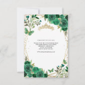 バジェットフローラグリーン金ゴールドティアラキンセアニラ招待状 ノートカード (裏面)