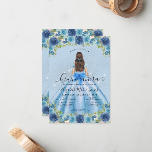 バジェットフローラダスティブルーグラムプリンセスキンセアニェラ ノートカード (正面/裏面インサイチュ)