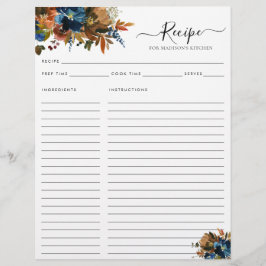 バジェットフローラネイビーブルーテラコッタキッチンレシピ チラシ