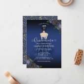 バジェットフローラネイビープリンセス金ゴールドキンセアニラ ノートカード (正面/裏面インサイチュ)