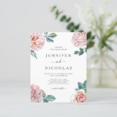 バジェットフローラバラピンクペオニー結婚式招待状 (スタンド正面)