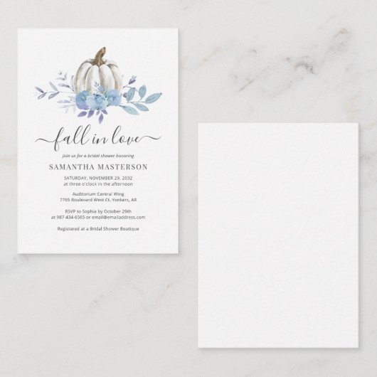 バジェットフローラパンプキン秋ブライダルシャワー招待状 ノートカード (正面/裏面)