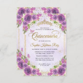 バジェットフローラパープルグラム金ゴールドグリッターキンセアニラ ノートカード (正面/裏面)