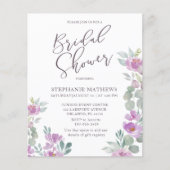 バジェットフローラピンクユーカリブライダルシャワー招待状 (正面)