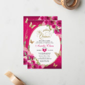 バジェットフローラピンク金ゴールドバタフライミーキンセアニラ ノートカード (正面/裏面インサイチュ)