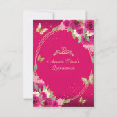 バジェットフローラピンク金ゴールドバタフライミーキンセアニラ ノートカード (裏面)