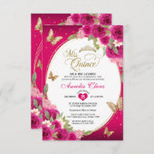 バジェットフローラピンク金ゴールドバタフライミーキンセアニラ ノートカード (正面/裏面)