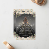 バジェットフローラブラック金ゴールドプリンセスキンセアニェラ ノートカード (正面/裏面インサイチュ)