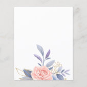 バジェットフローラブルー&ピンクゴールデン結婚式招待状 (裏面)