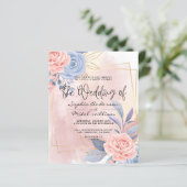 バジェットフローラブルー&ピンクブラシ結婚式招待状 (スタンド正面)