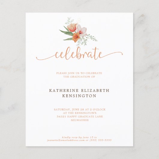 バジェットフローラボーホアーチエクセシデーション招待状 (裏面)