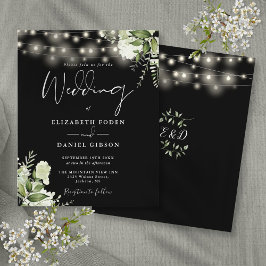 バジェットフローラライトブラック結婚式招待状