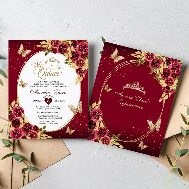 バジェットフローラレッド金ゴールドティアラバタフライキンセアニラ (クリエイターアップロード済み)