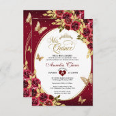 バジェットフローラレッド金ゴールドティアラバタフライキンセアニラ ノートカード (正面/裏面)