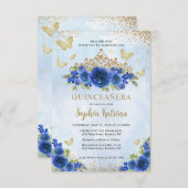 バジェットフローラ王室のブルー金ゴールドティアラキンセアニラ ノートカード (正面/裏面)