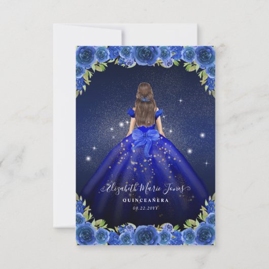 バジェットフローラ王室のブルー金ゴールドプリンセスキンセアニェラ ノートカード (裏面)