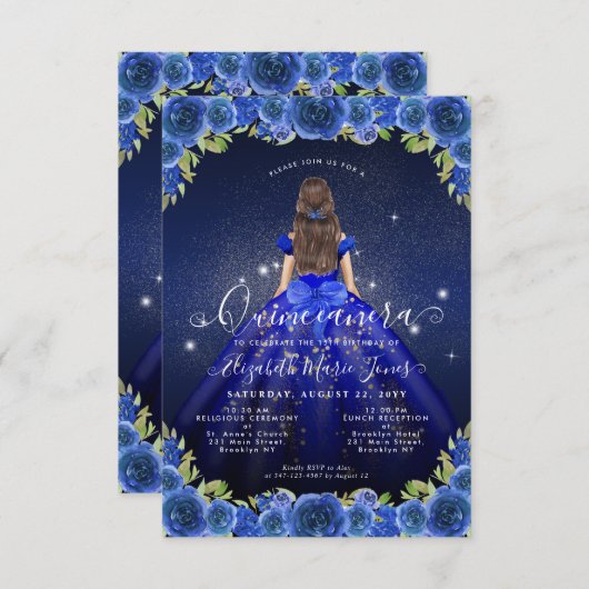 バジェットフローラ王室のブルー金ゴールドプリンセスキンセアニェラ ノートカード (正面/裏面)