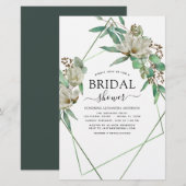 バジェットブライダルシャワーグリーナリーマグノリア招待状 (正面/裏面)