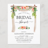 バジェットブライダルシャワーコーラルピーチフローラ招待状 (正面)