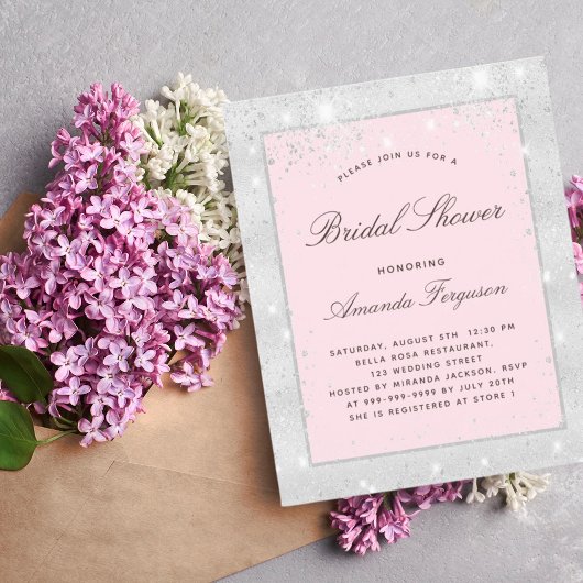 バジェットブライダルシャワーシルバー赤面ピンクグリッター