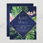 バジェットブライダルシャワートロピカルパームネイビーブルー (正面/裏面)