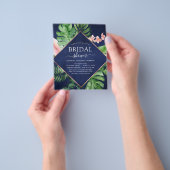 バジェットブライダルシャワートロピカルパームネイビーブルー チラシ (手)