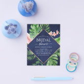 バジェットブライダルシャワートロピカルパームネイビーブルー チラシ (シングル)